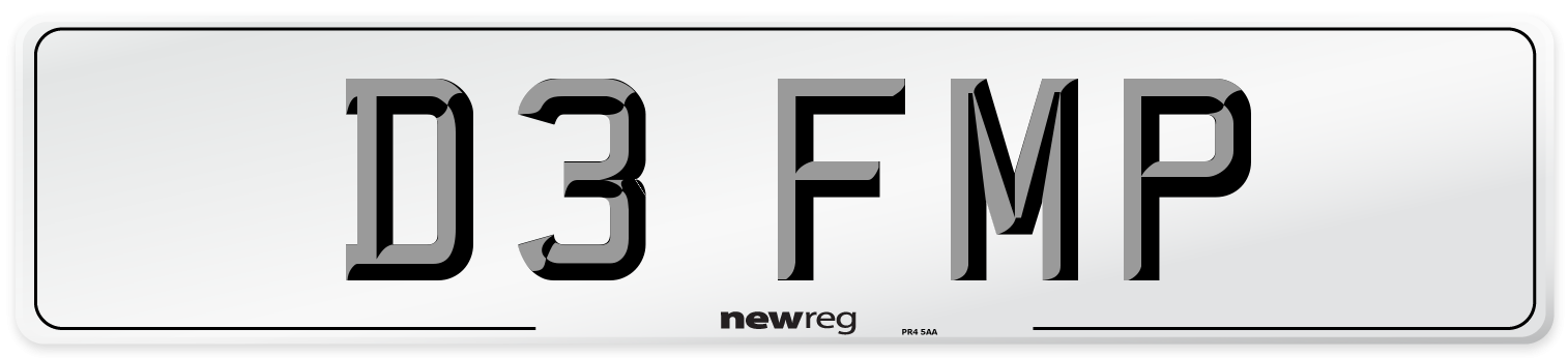 D3 FMP Number Plate from New Reg